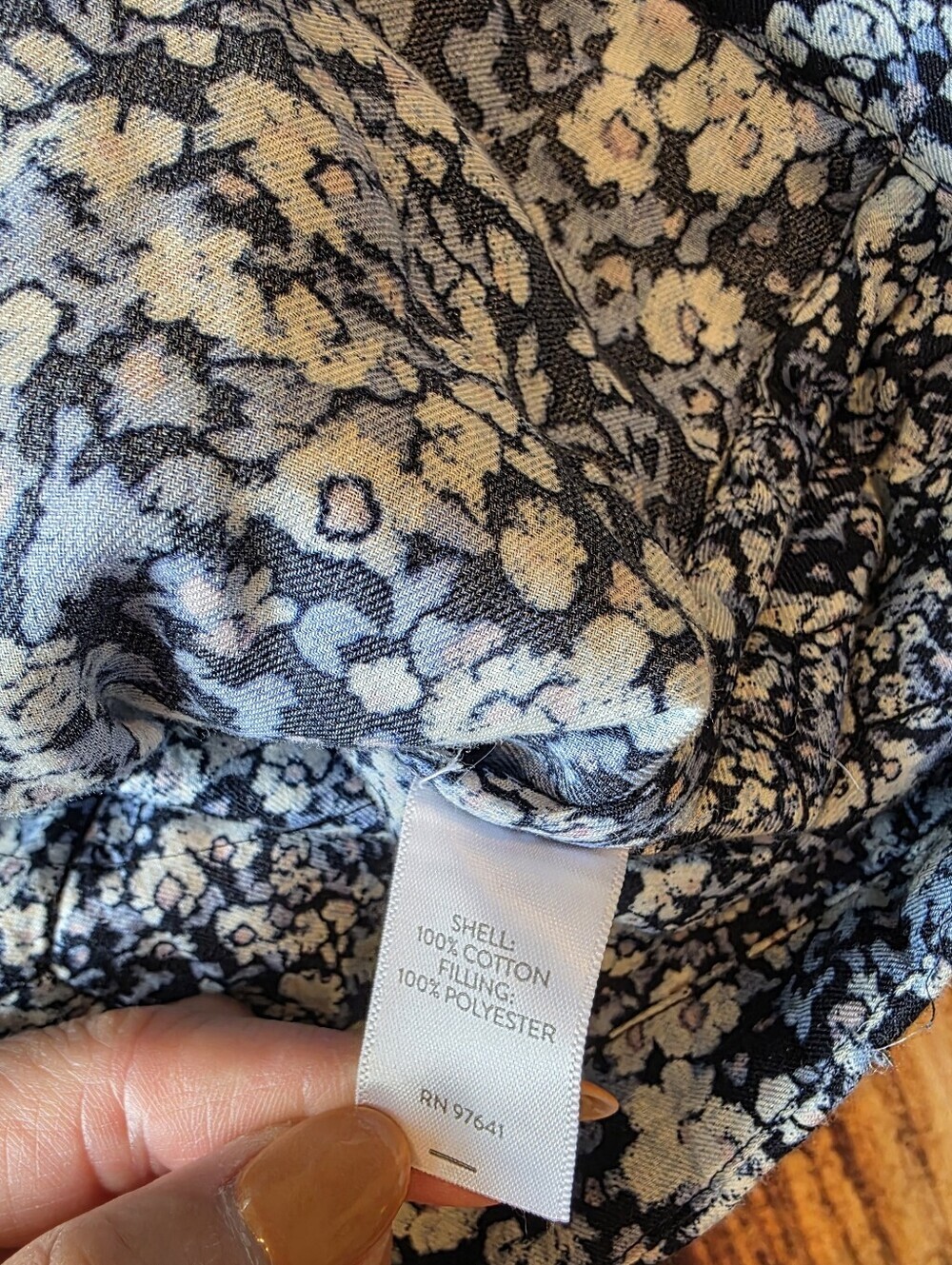 J. Jill Quilted Size XL Floral Boxy Fit Jacket Navy White Ditsy Floral Cotton - Picture 5 of 8